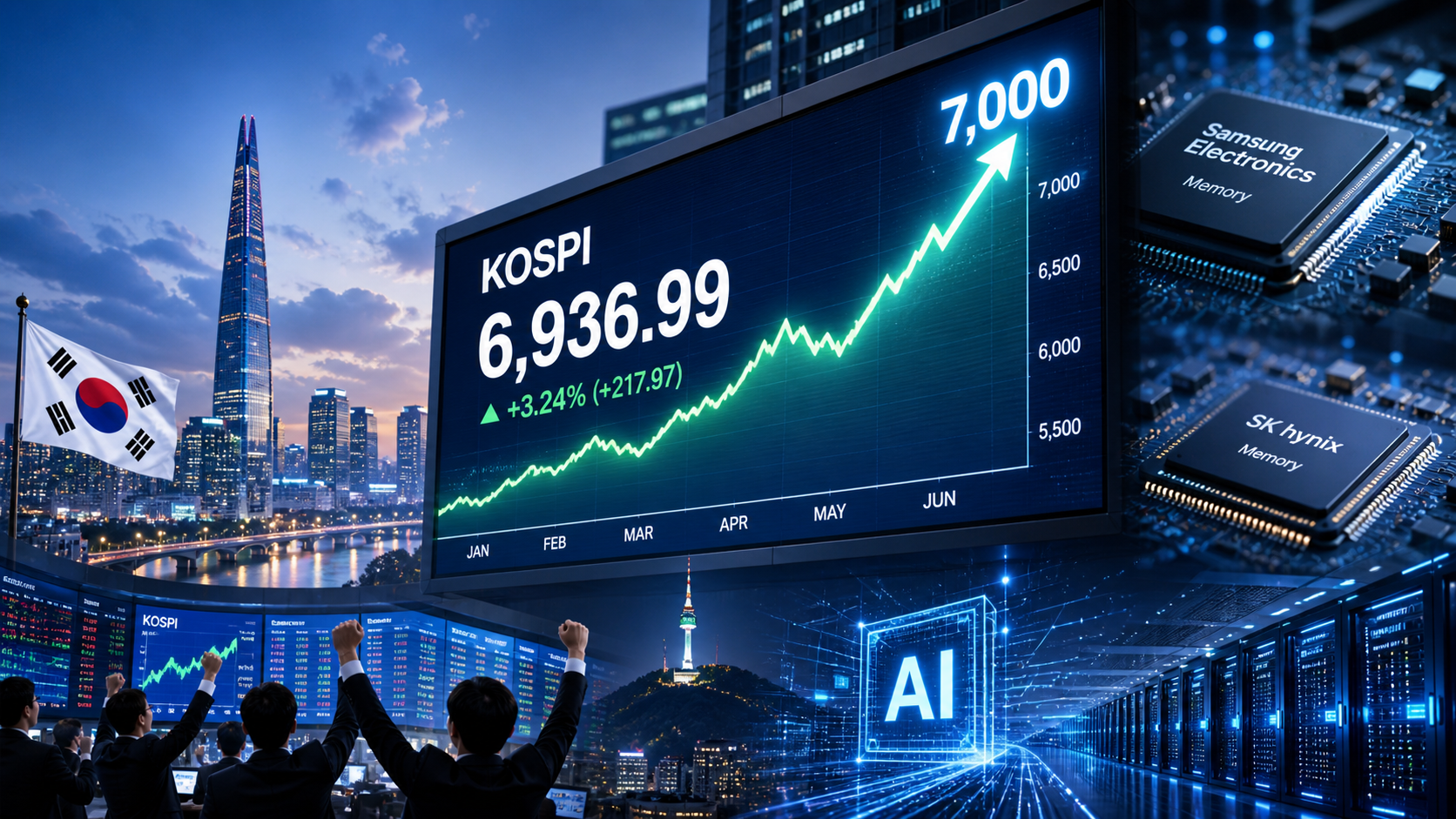 KOSPI Nears 7,000 as Samsung and SK Hynix Drive Korea’s AI Chip Rally