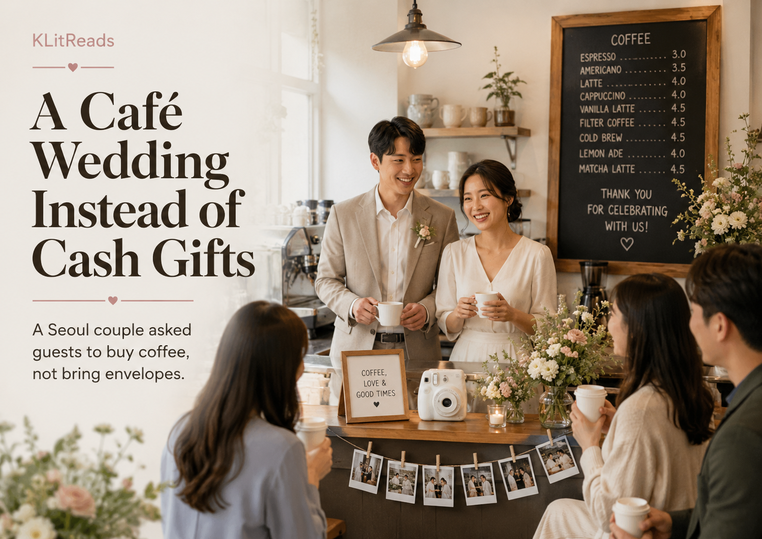 Korean Couple’s Café Wedding Goes Viral for Replacing Cash Gifts With Coffee